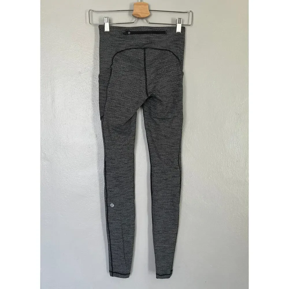 Lululemon Leggings Speed Up Tight Leggings Luxtreme Pockets Heathered Black Sz 4
